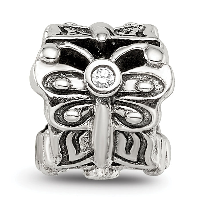 Sterling Silver Reflections Butterfly w/CZ Bali Bead Size: 8.18MM X 8.18MM