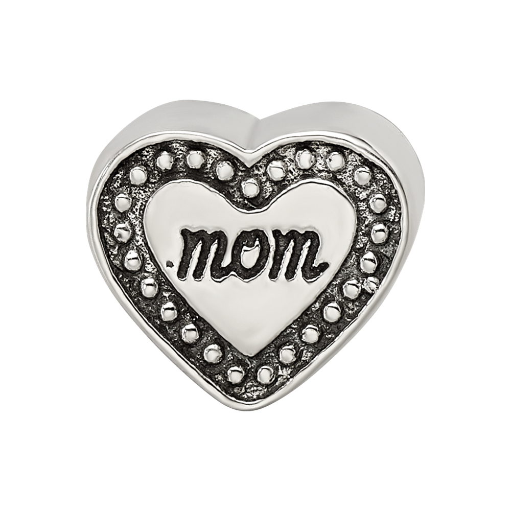 Sterling Silver Reflections Mom Heart Bead