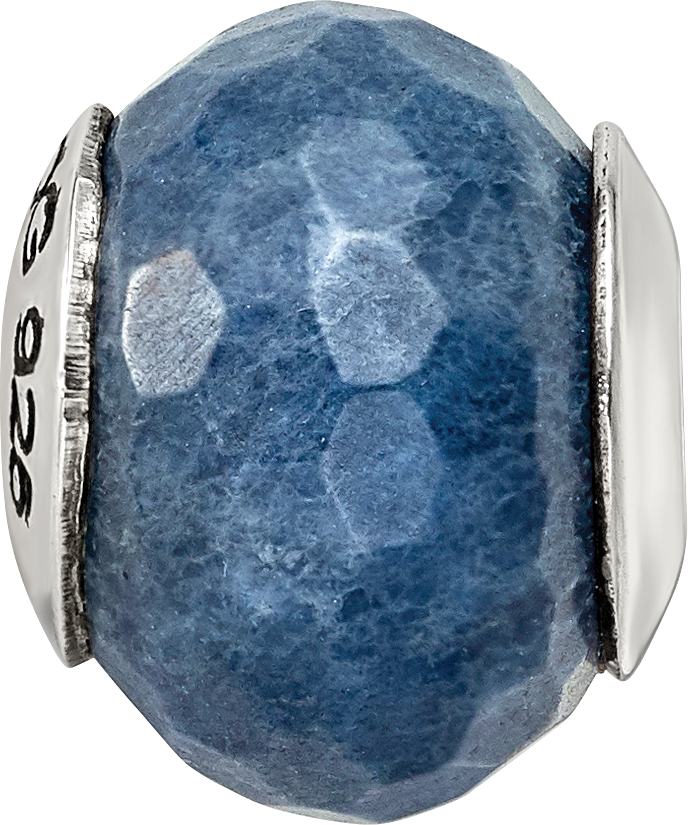 Sterling Silver Reflections Dark Blue Quartz Stone Bead Size: 13.64MM X 10.91MM