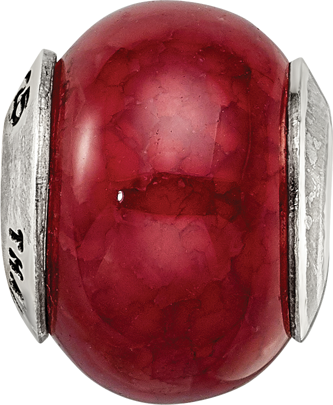 Sterling Silver Reflections Fuschia Cracked Agate Stone Bead Size: 13.64MM X 11.82MM