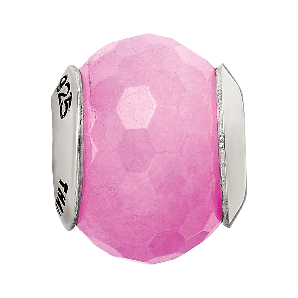 Sterling Silver Reflections Fuschia Quartz Stone Bead