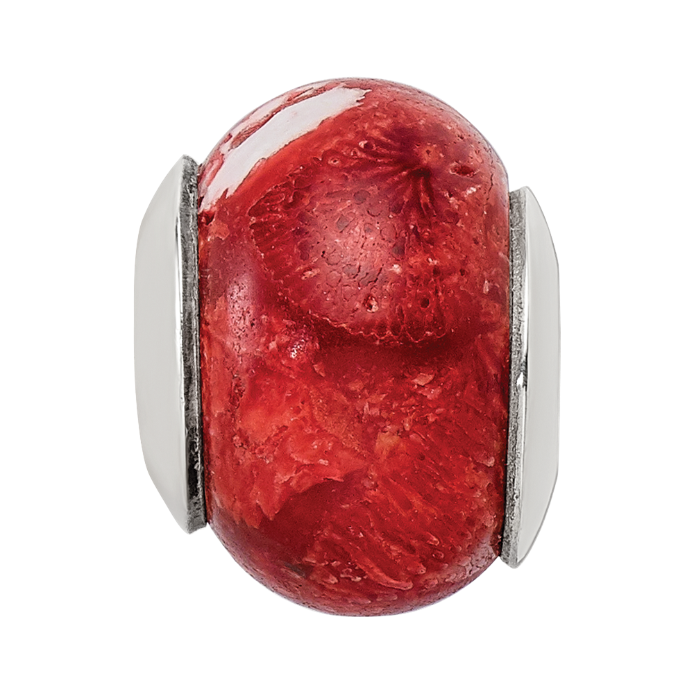 Sterling Silver Reflections Bamboo Coral Stone Bead