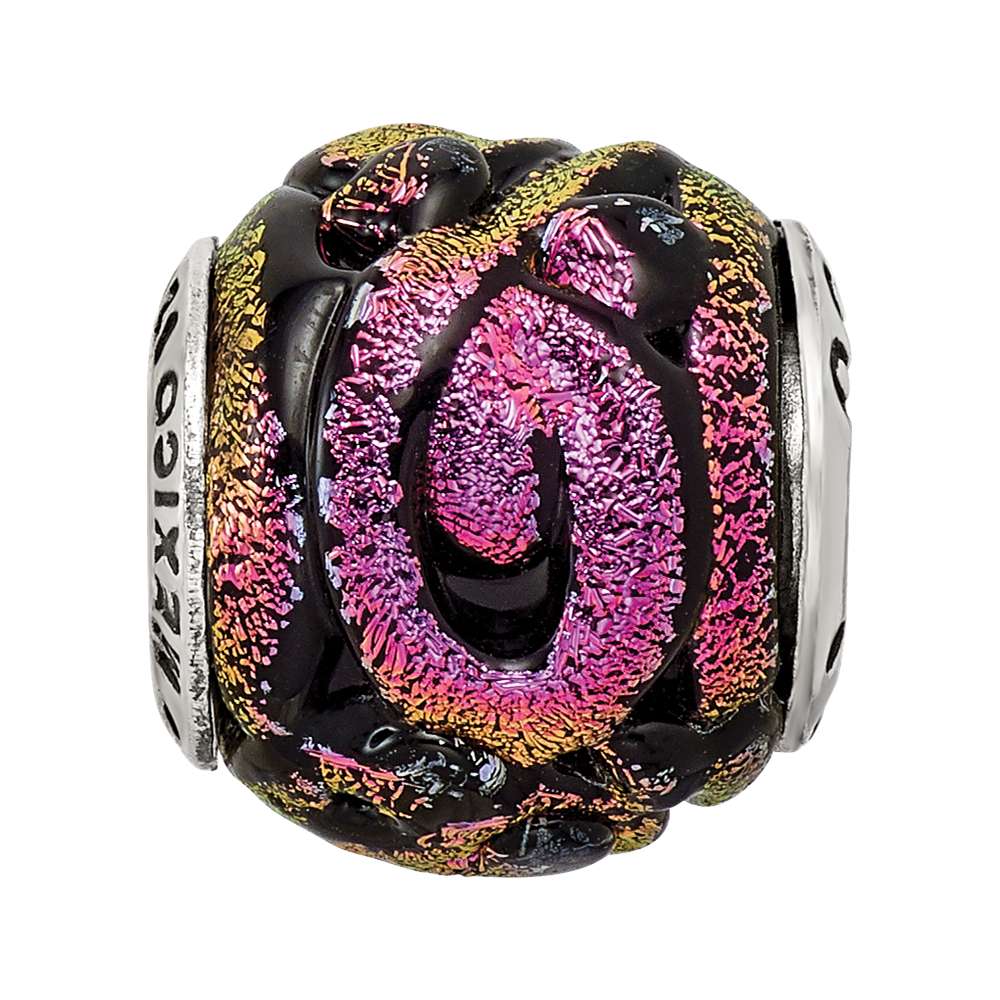 Sterling Silver Reflections Purple Dichroic Glass Bead