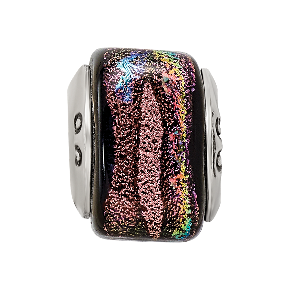 Sterling Silver Reflections Purple Square Dichroic Glass Bead