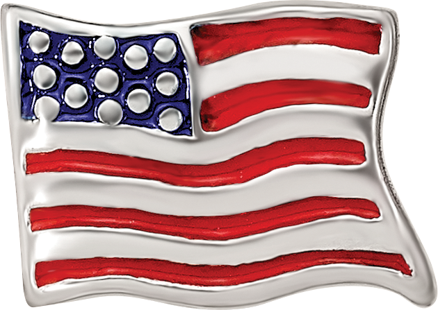 Sterling Silver Reflections Enameled USA Flag Bead Size: 7.27MM X 10MM