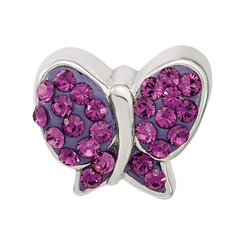 Sterling Silver Reflections Purple Preciosa Crystal Butterfly Bead