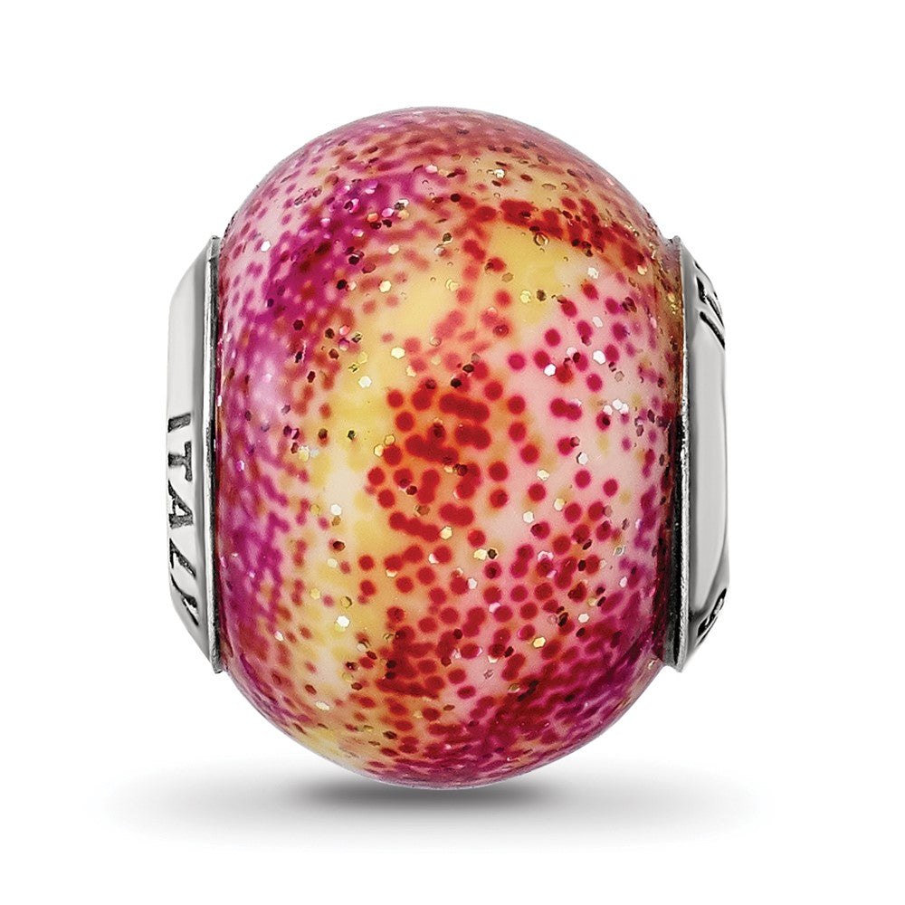 Sterling Silver Reflections Italian Fuschia & Yellow Glass Bead