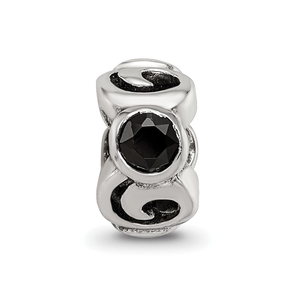 Sterling Silver Reflections Black CZ Bead