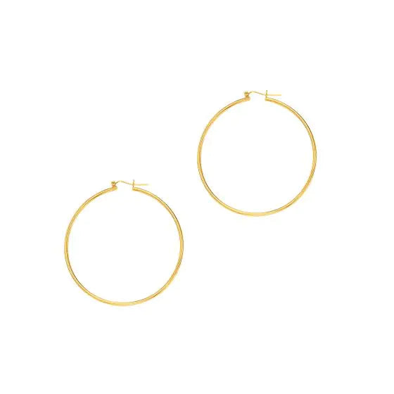 14K Yellow Gold 2X55Mm Hoop Earring