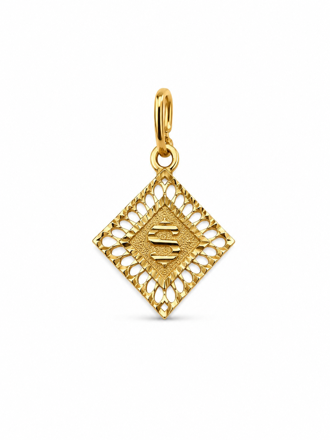 22KT Rhombus S Yellow Gold Pendant [A1B4]