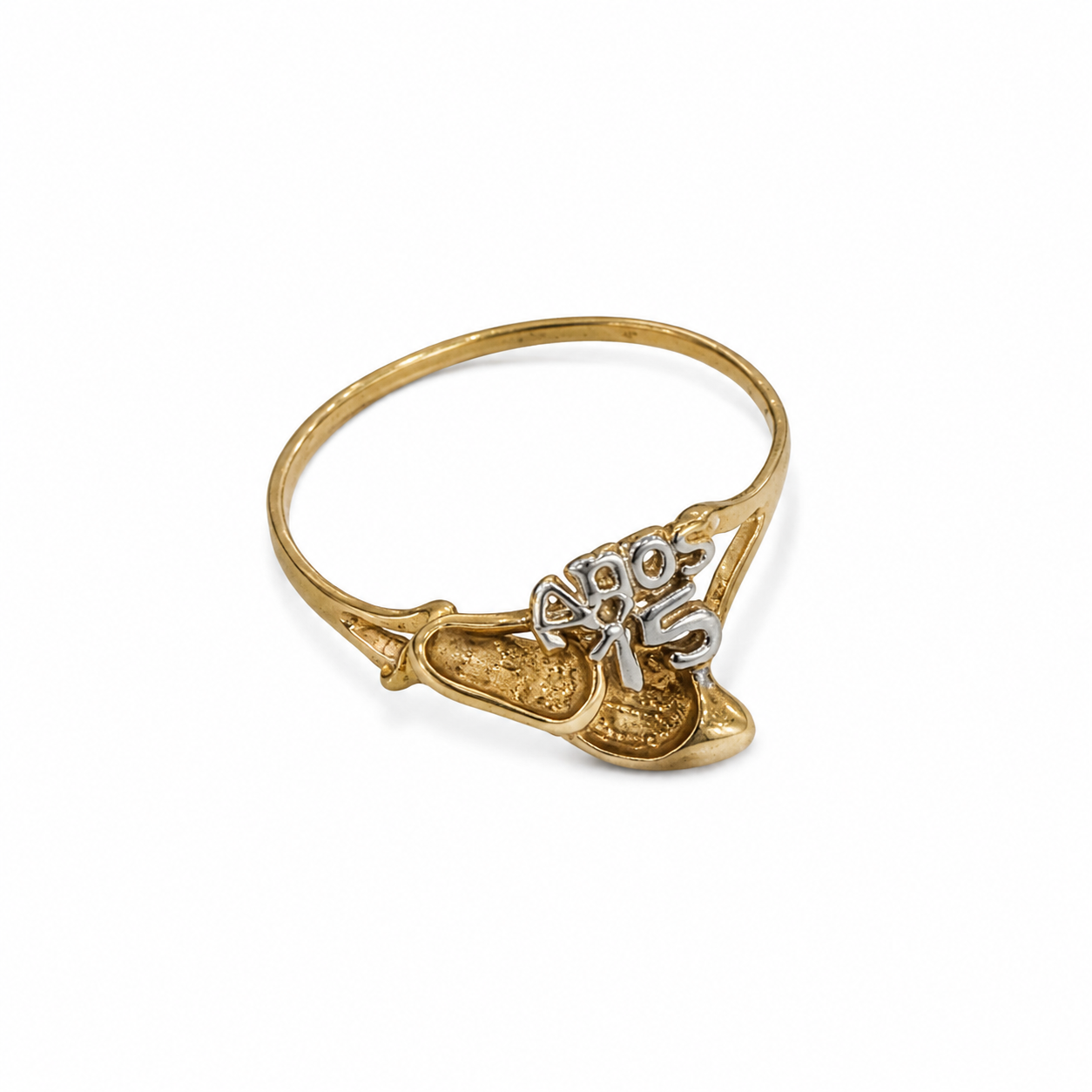 10KT Two Tone Gold 15 Anos Heel Ring [A1B2]