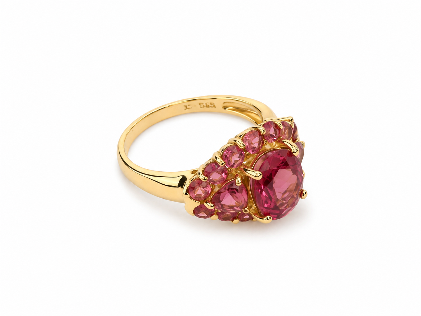 14KT Yellow Gold 2.75 CTW Pink Tourmaline Ring [K18H]