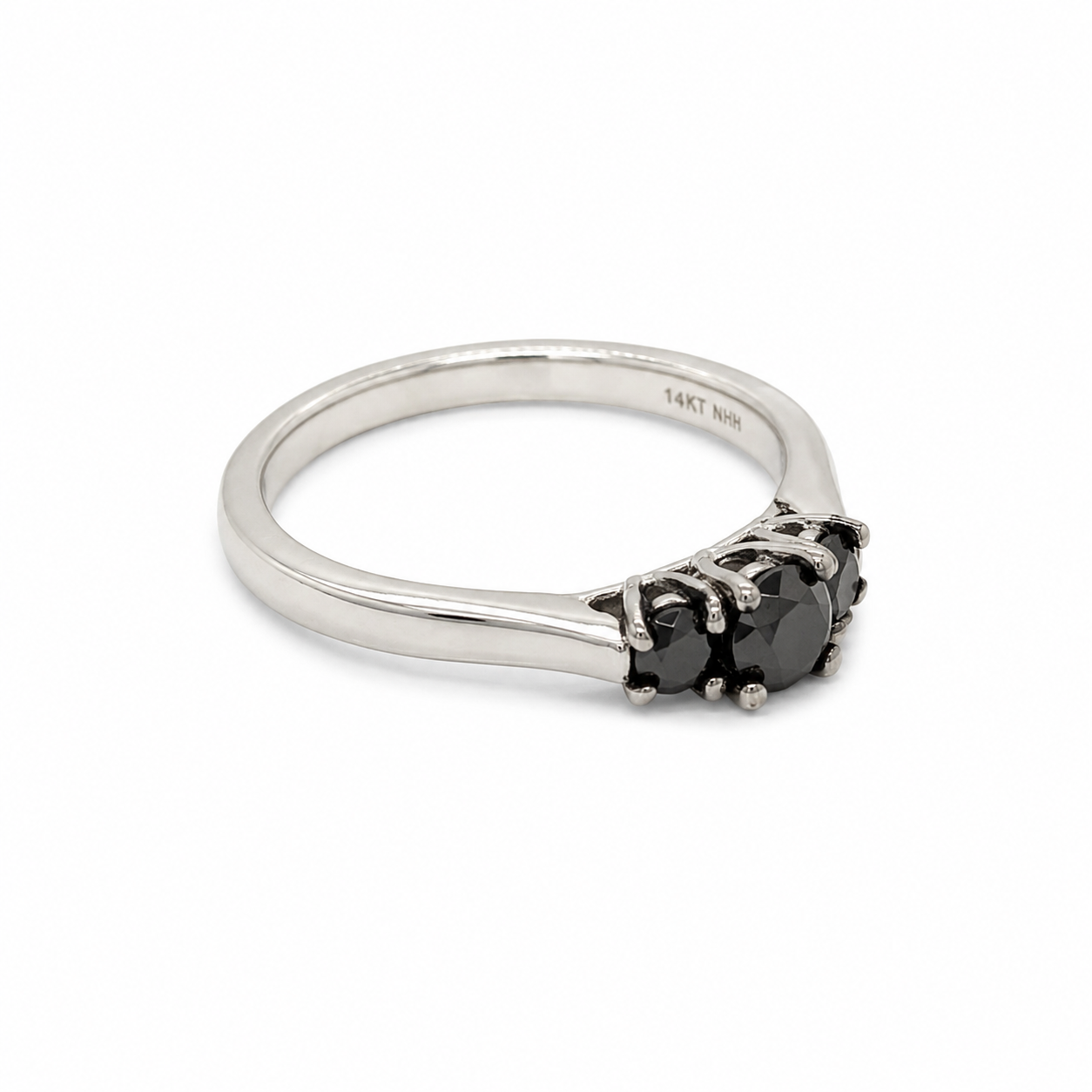 10KT White Gold 0.52 CTW Black Diamond Ring [K8H]