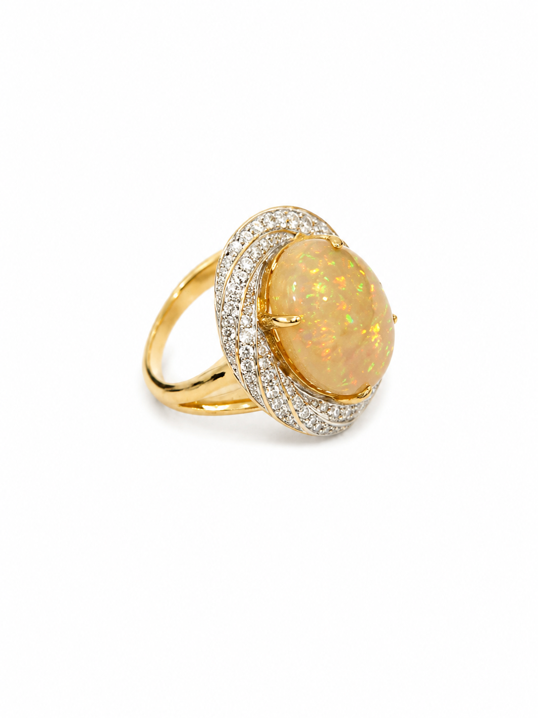 14KT Yellow Gold 1.28 CTW 7.98 STW F. Pearl Diamond ring [K14T5H]