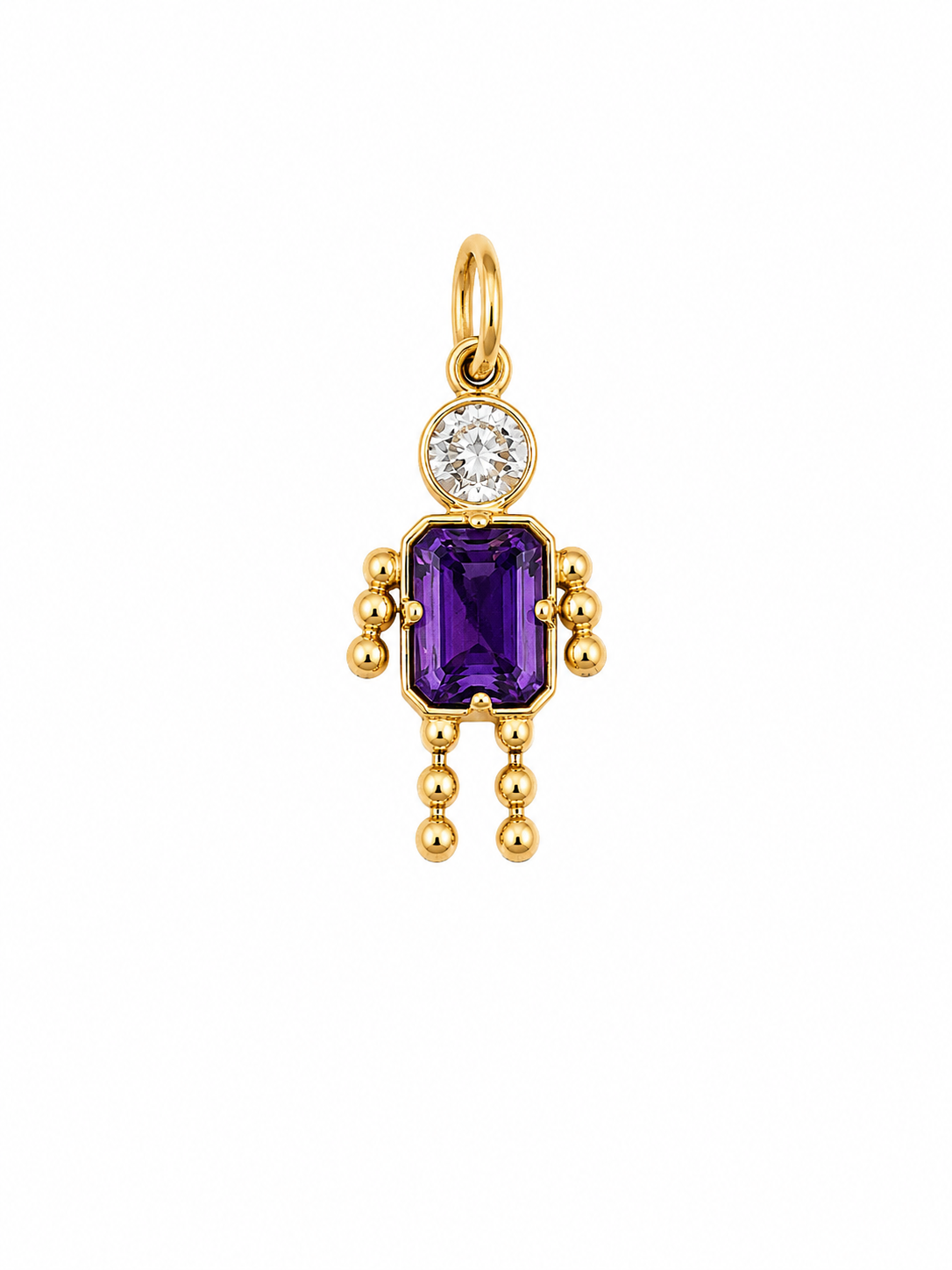 14KT Person Figure Cubic Zirconium Yellow Gold Pendant [A1B1]