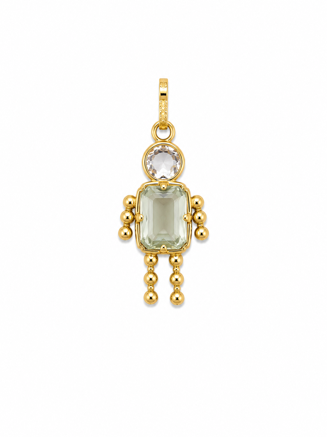 10KT Person Figure Cubic Zirconium Yellow Gold Pendant [A0B9]