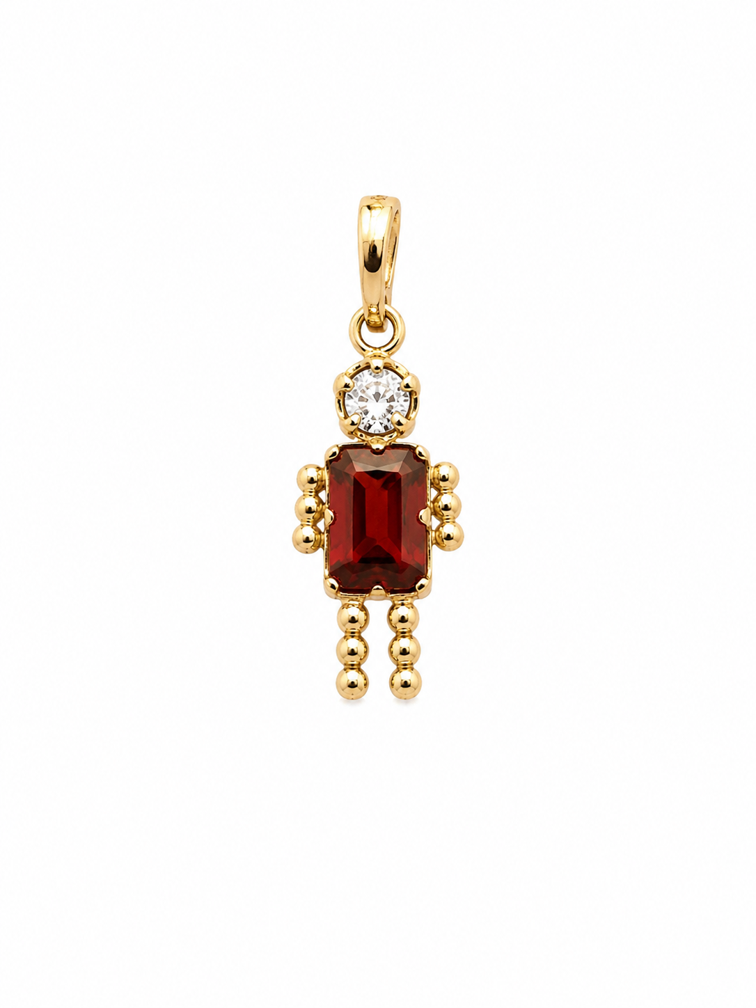 14KT Person  Stick Figure Cubic Zirconium Yellow Gold Pendant [A0B9]