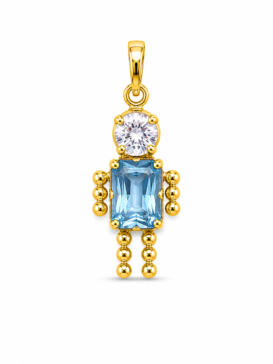 10KT Person Figure Cubic Zirconium Yellow Gold Pendant [A0B8]