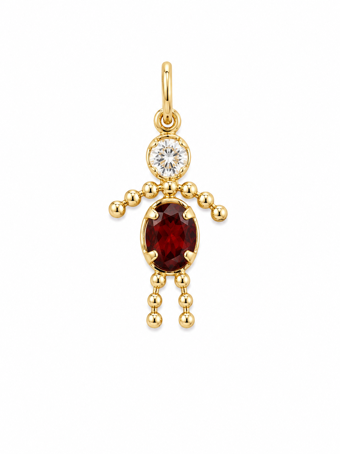 14KT Person Figure Cubic Zirconium Yellow Gold Pendant [A0B9]