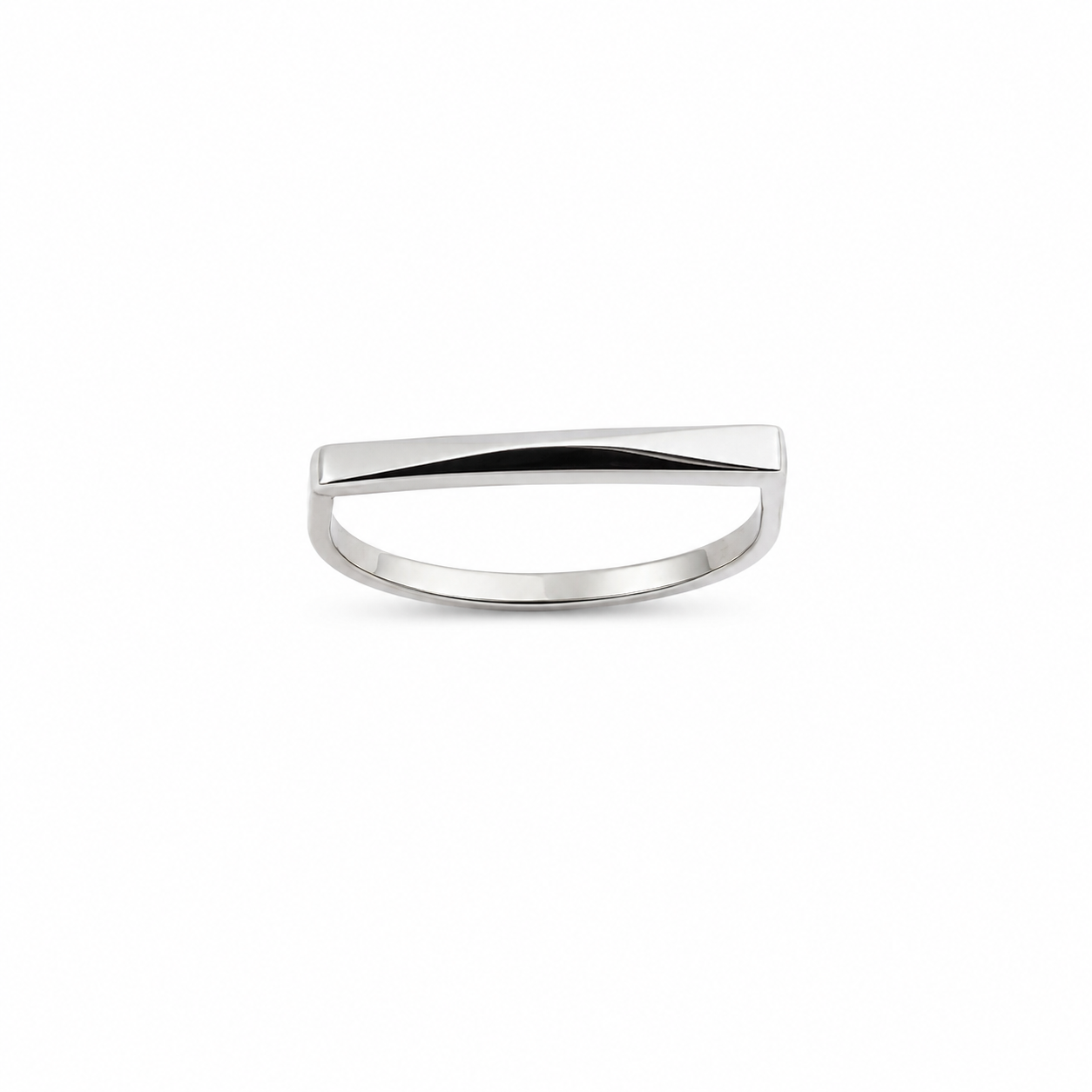 14KT White Gold Flat Top Plain Band [A1B2]