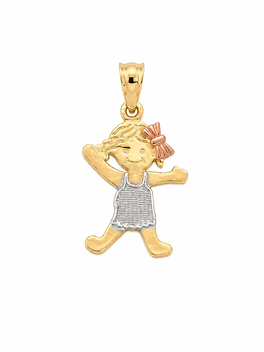 14KT Girl Figure Yellow Gold Pendant {A1B3]