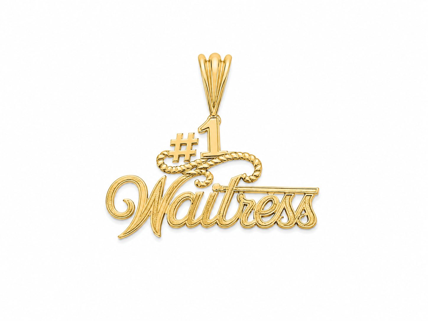 14KT #1 Waitress Yellow Gold Pendant [A1B0]