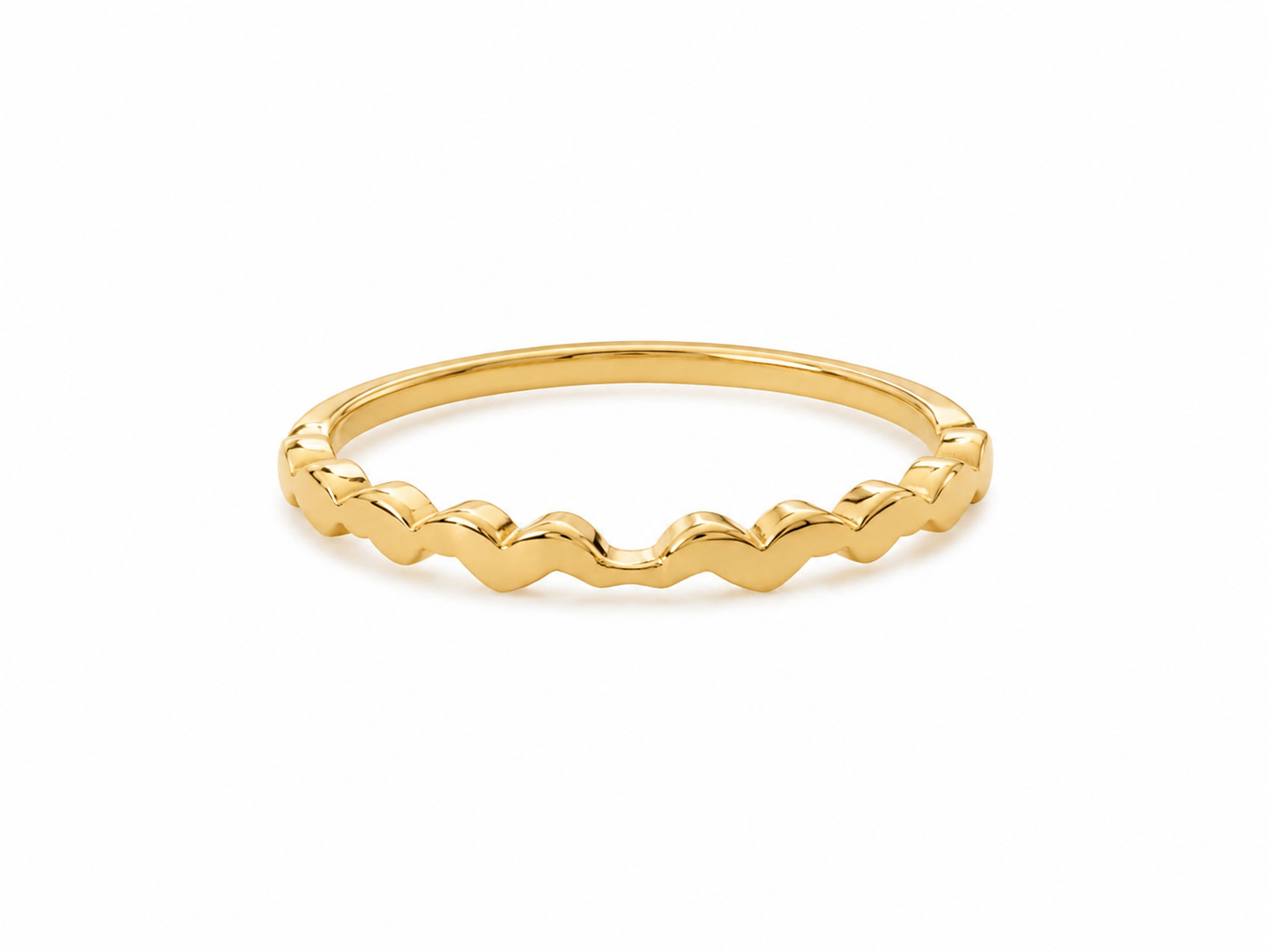14KT Yellow Gold Plain Wavy Ring [A1B4]