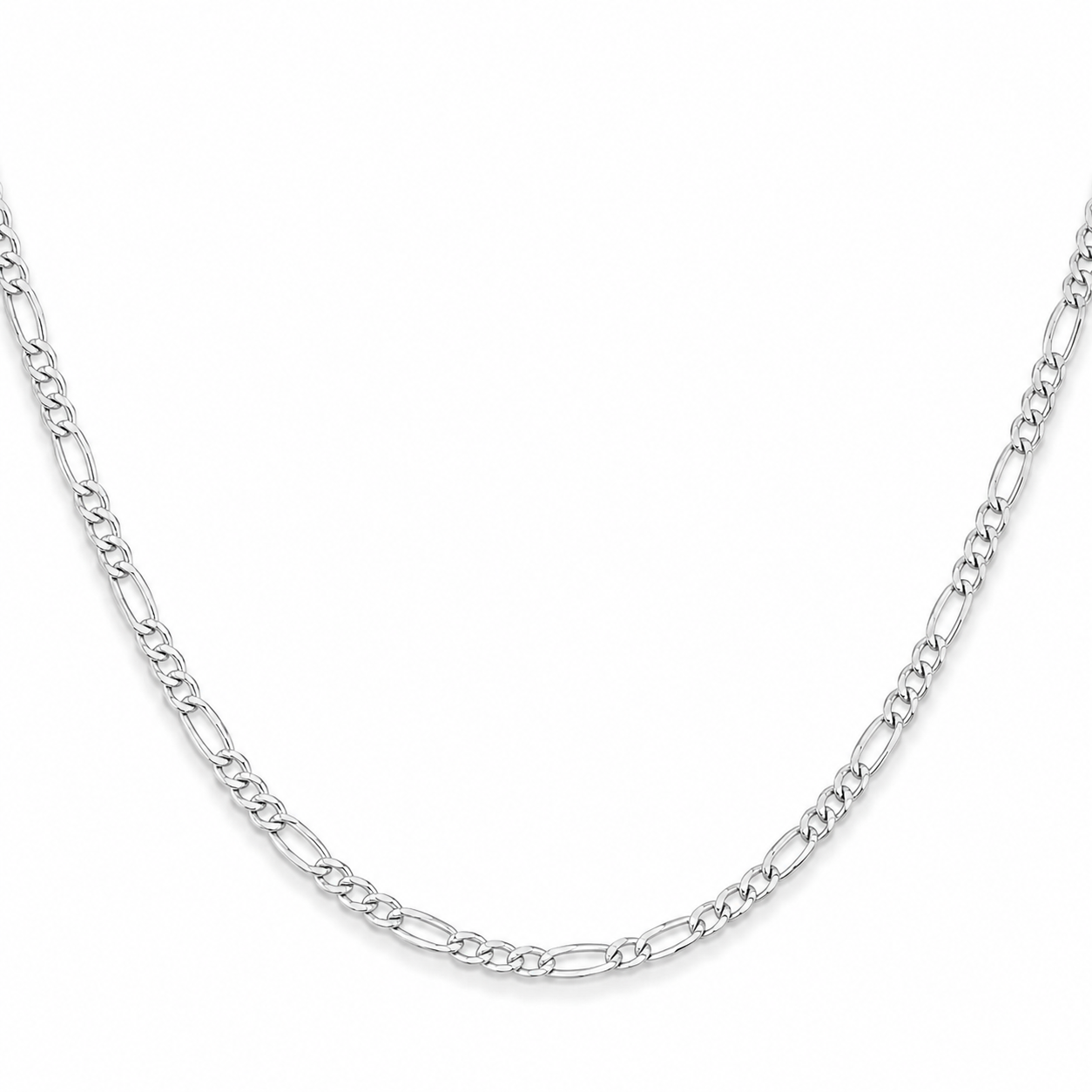925 Sterling Silver Solid White 4.5MM Figaro Link Chain