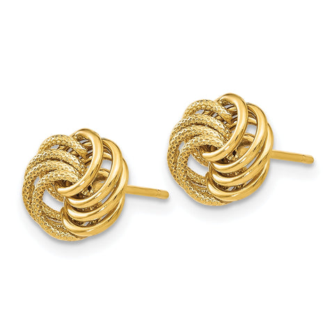 14k Polished and Textured Post Earrings 133A