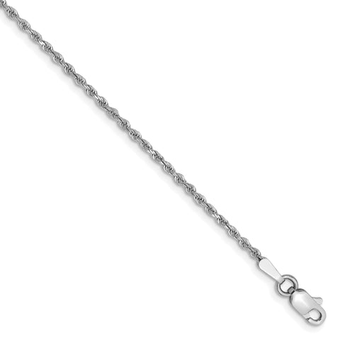 14k White Gold 1.5mm D/C Rope Chain Anklet 012W - shirin-diamonds
