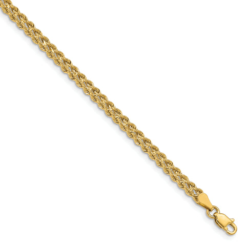 14k 2.5mm Double Strand Rope Bracelet 014S2 - shirin-diamonds