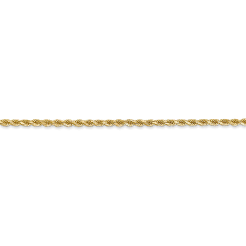 14k 2mm Diamond-cut Rope Chain Anklet 016L - shirin-diamonds