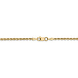 14k 2mm Diamond-cut Rope Chain Anklet 016L - shirin-diamonds