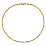 14k 2mm Diamond-cut Rope Chain Anklet