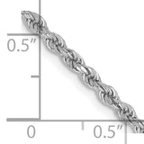 14k WG 2.5mm D/C Rope Chain