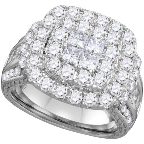 14kt White Gold Womens Princess Round Diamond Soleil Cluster Bridal Wedding Engagement Ring 3-1/2 Cttw 100030 - shirin-diamonds