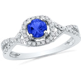 10kt White Gold Womens Round Lab-Created Blue Sapphire Solitaire Diamond Ring 1/5 Cttw 100074 - shirin-diamonds