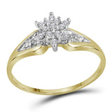 10kt Yellow Gold Womens Round Diamond Star Cluster Ring 1/10 Cttw 10018 - shirin-diamonds