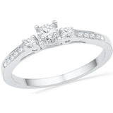 10kt White Gold Womens Round Diamond 3-stone Promise Bridal Ring 1/6 Cttw 100212 - shirin-diamonds