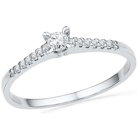 10kt White Gold Womens Round Diamond Solitaire Promise Bridal Ring 1/8 Cttw 100218 - shirin-diamonds