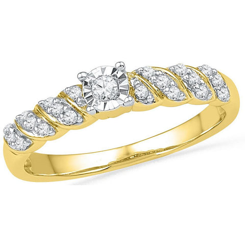 10kt Yellow Gold Womens Round Diamond Solitaire Promise Bridal Ring 1/5 Cttw 100225 - shirin-diamonds