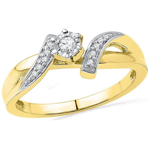 10kt Yellow Gold Womens Round Diamond Solitaire Promise Bridal Ring 1/10 Cttw 100231 - shirin-diamonds