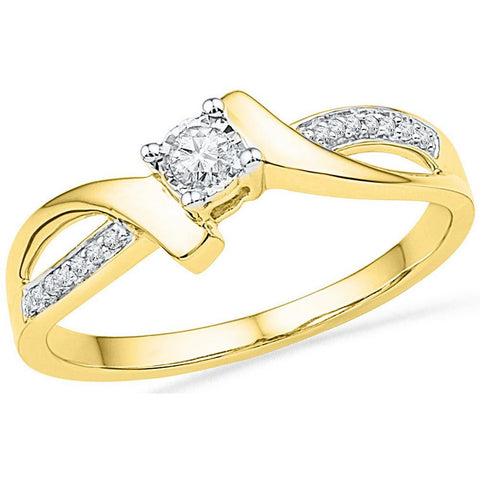 10kt Yellow Gold Womens Round Diamond Solitaire Promise Bridal Ring 1/10 Cttw 100238 - shirin-diamonds
