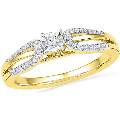 10kt Yellow Gold Womens Round Diamond Solitaire Open-shank Bridal Wedding Engagement Ring 1/6 Cttw 100241 - shirin-diamonds