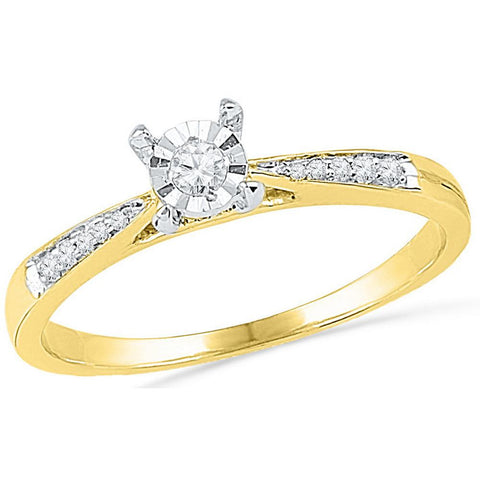 10kt Yellow Gold Womens Round Diamond Solitaire Bridal Wedding Engagement Ring 1/10 Cttw 100246 - shirin-diamonds