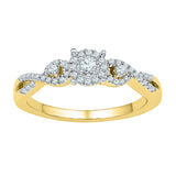 10kt Yellow Gold Womens Round Diamond Solitaire Halo Twist Bridal Wedding Engagement Ring 1/4 Cttw 100250 - shirin-diamonds
