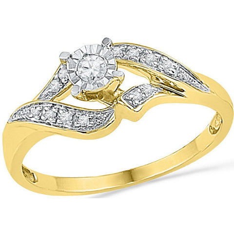 10kt Yellow Gold Womens Round Diamond Solitaire Bridal Wedding Engagement Ring 1/6 Cttw 100321 - shirin-diamonds