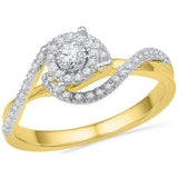 10kt Yellow Gold Womens Round Diamond Solitaire Swirl Bridal Wedding Engagement Ring 1/5 Cttw 100332 - shirin-diamonds