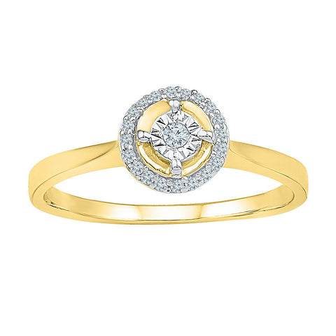 10kt Yellow Gold Womens Round Diamond Solitaire Halo Bridal Wedding Engagement Ring 1/12 Cttw 100377 - shirin-diamonds
