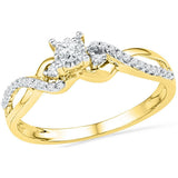 10kt Yellow Gold Womens Round Diamond Solitaire Crossover Promise Bridal Ring 1/4 Cttw 100422 - shirin-diamonds